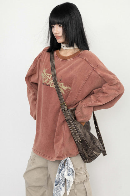 Vintage Wash Oversized Long Sleeve Tee