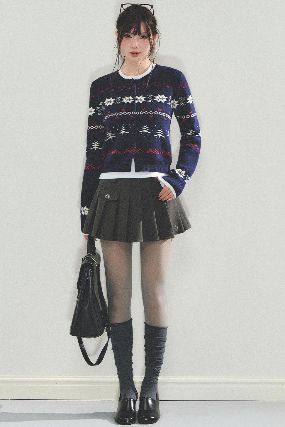 High Retro Pleated Skirt