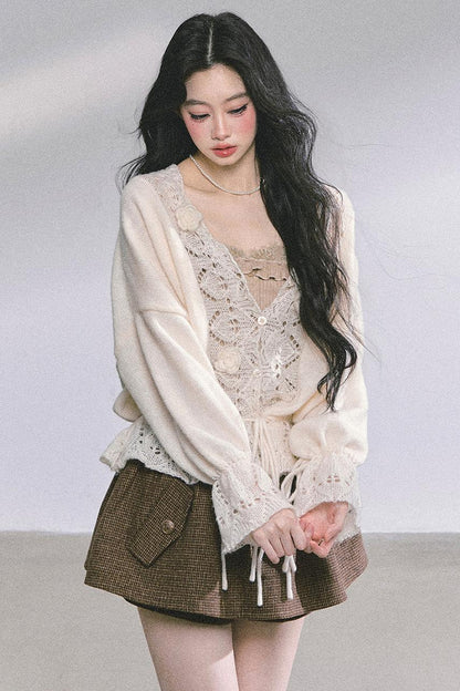 French Knitted Cardigan Sweater Jacket Set-Up