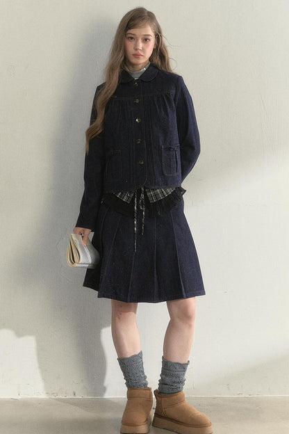 Retro Denim Quilted Jacket Set-Up