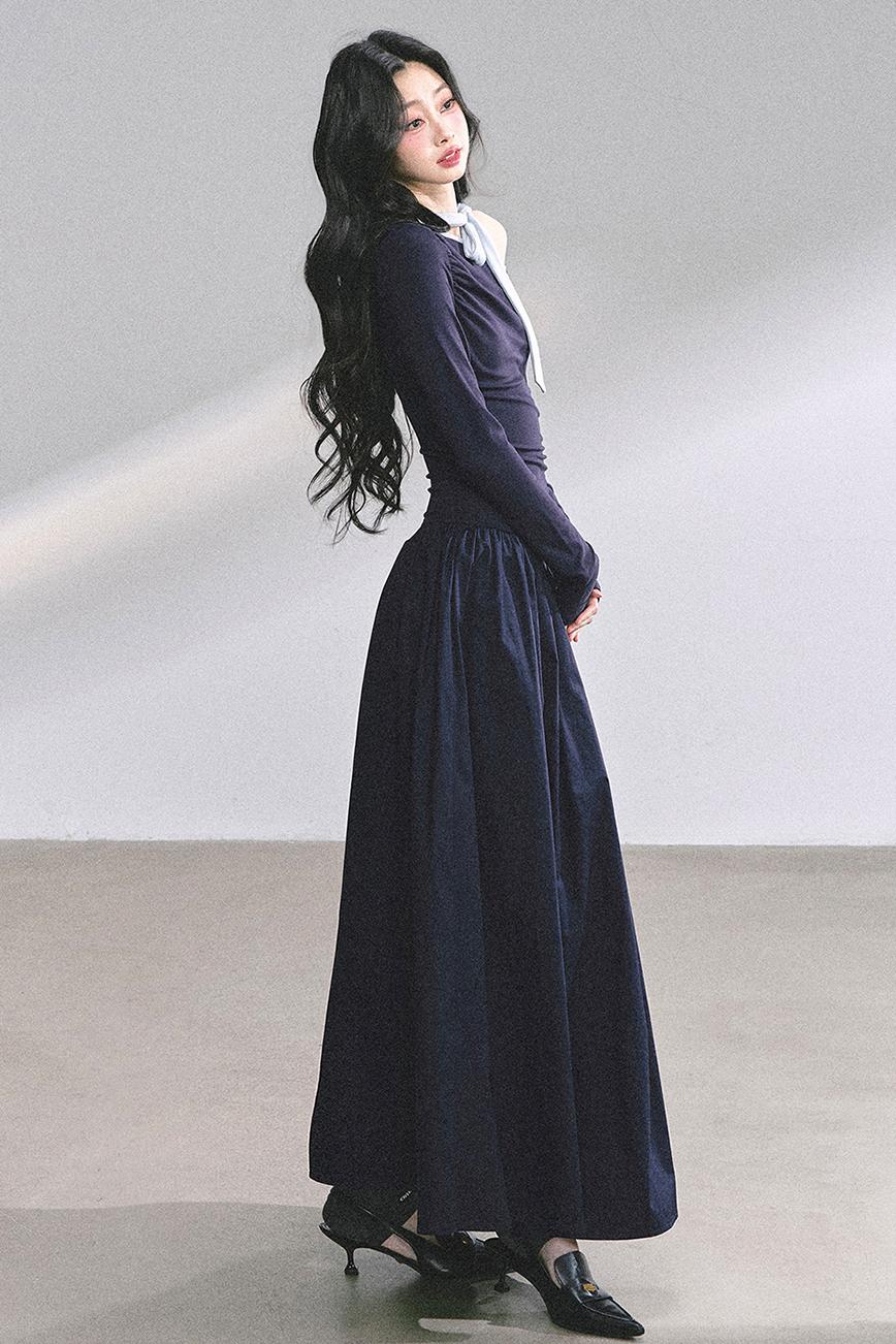 Autumn Waist Slimming Long Dress