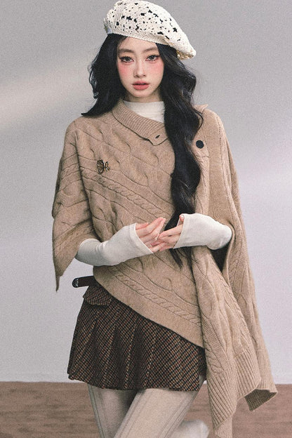 Twist Gray Knit Sweater Cloak