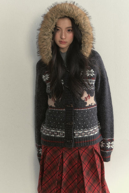 Dark Gray Fair Isle Knitted Jacket Set-Up