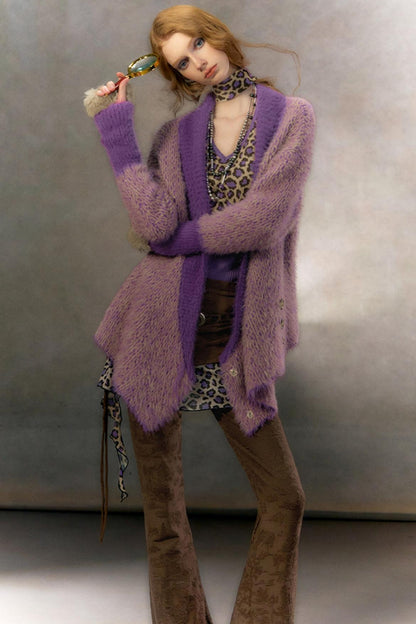 Retro Leopard Print Cardigan Set-Up