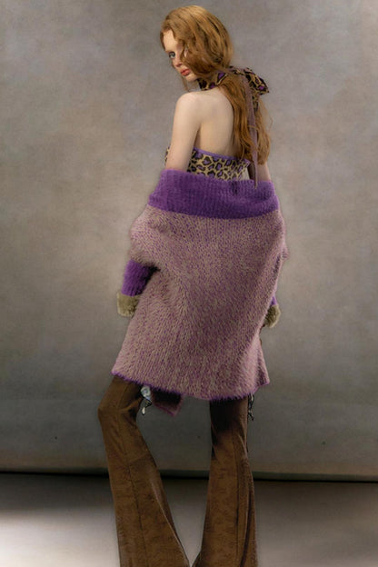 Retro Leopard Print Cardigan Set-Up