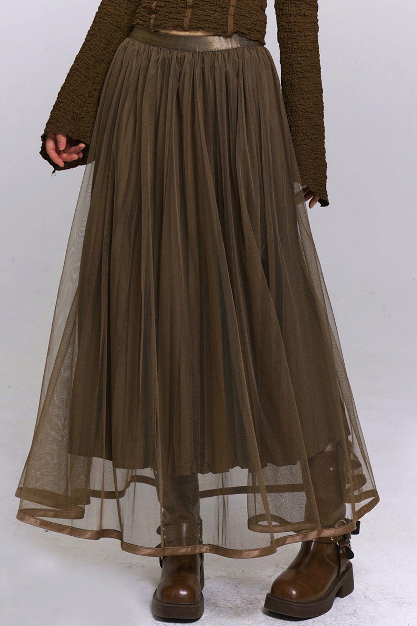Brown Gauze Beach Skirt