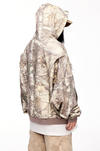 Distressed Camouflage Hooded Sweatshirt