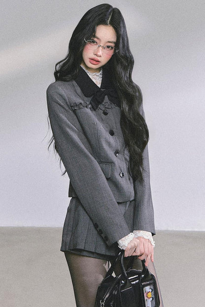 French Pleated Short Skirt Set-Up