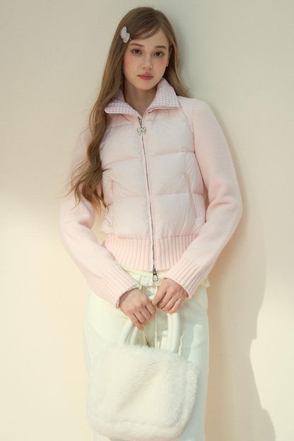 Pink Cloud Knitted Down Jacket