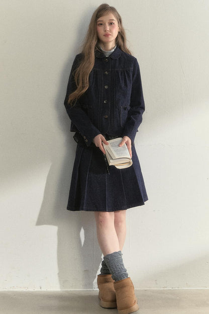 Retro Denim Quilted Jacket Set-Up