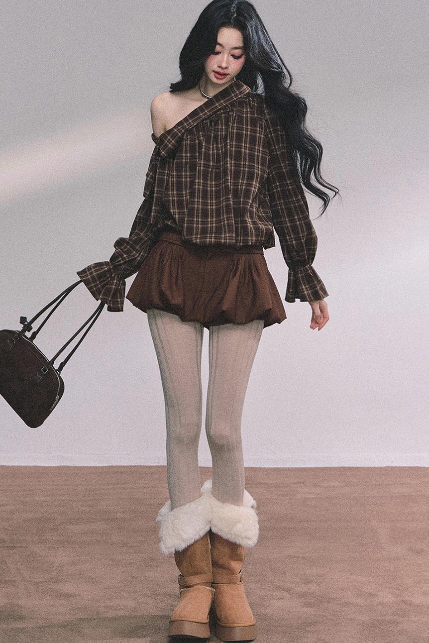 French Bow Plaid Shirt