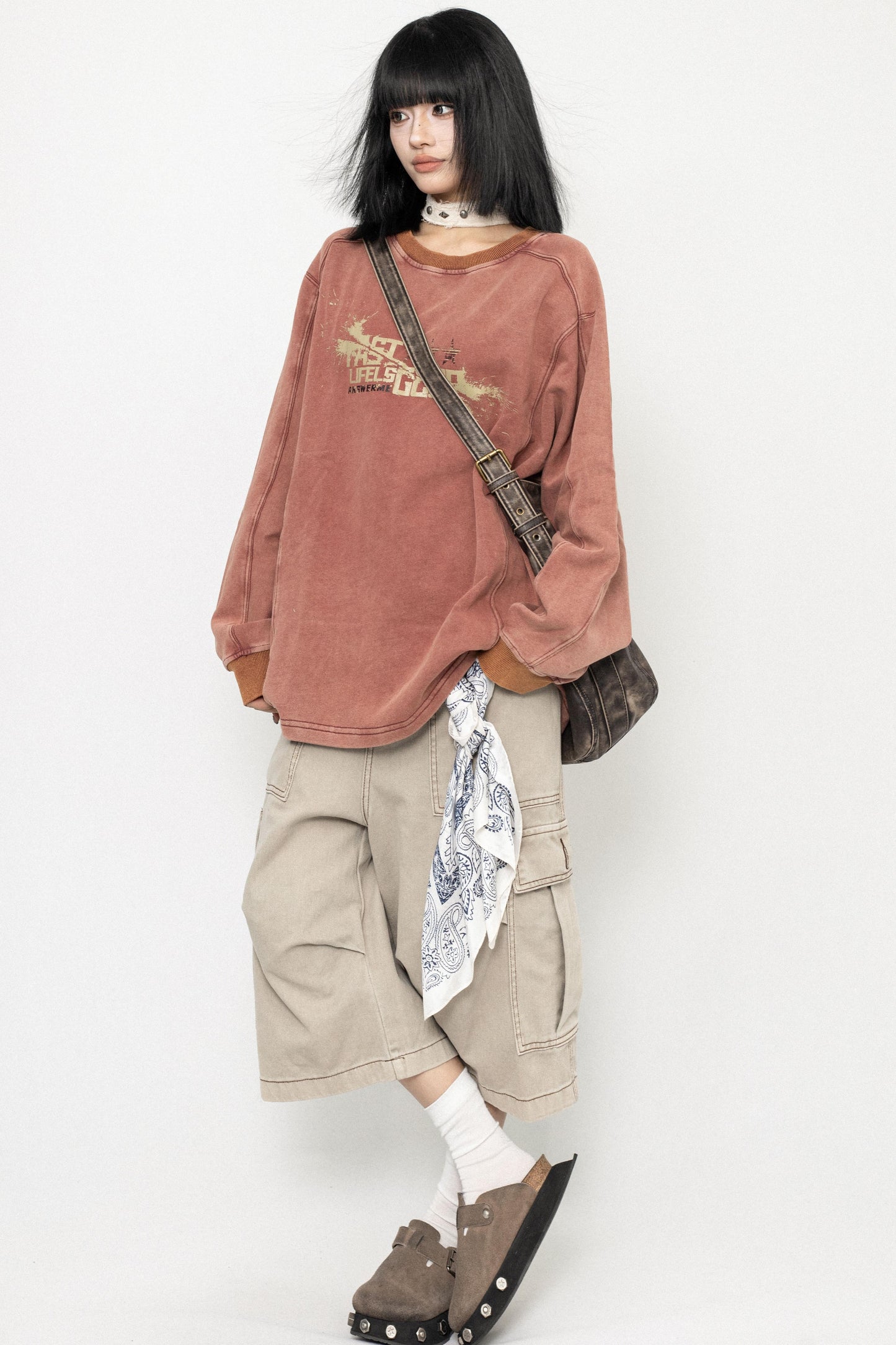 Vintage Wash Oversized Long Sleeve Tee