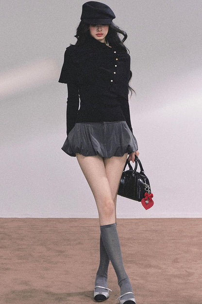 Korean Knit T-Shirt Shawl Set