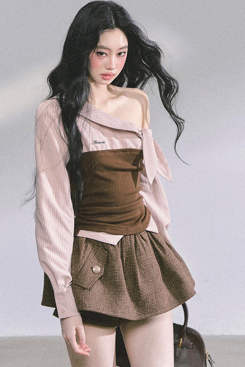 Korean Long-Sleeved Plaid Shirt