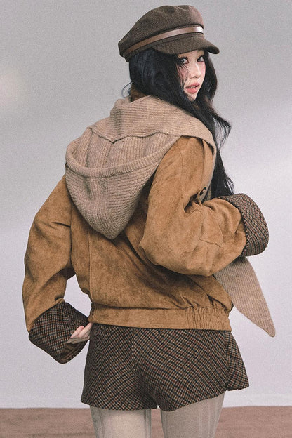 Hazelnut Velvet Jacket Skirt Set-Up