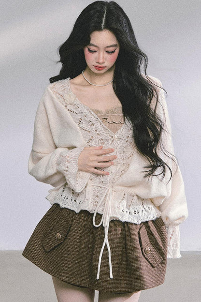 French Knitted Cardigan Sweater Jacket Set-Up