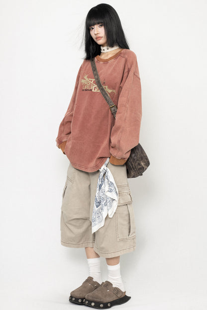 Vintage Wash Oversized Long Sleeve Tee