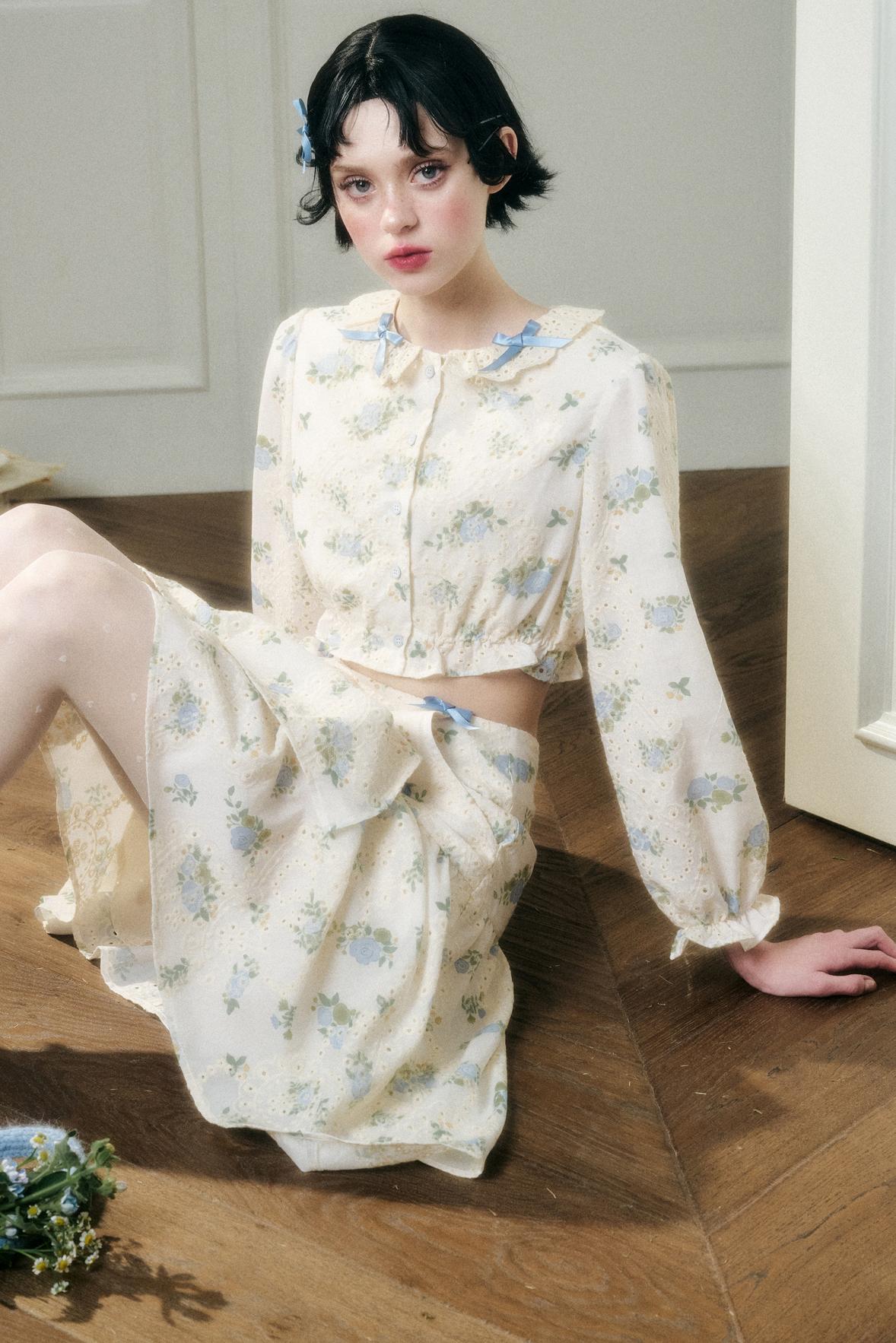 Sea Of Glass Cotton Skirt Set-Up