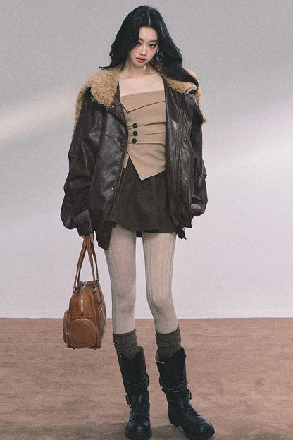 Autumn Puffy Two-Piece Skirt Set-Up