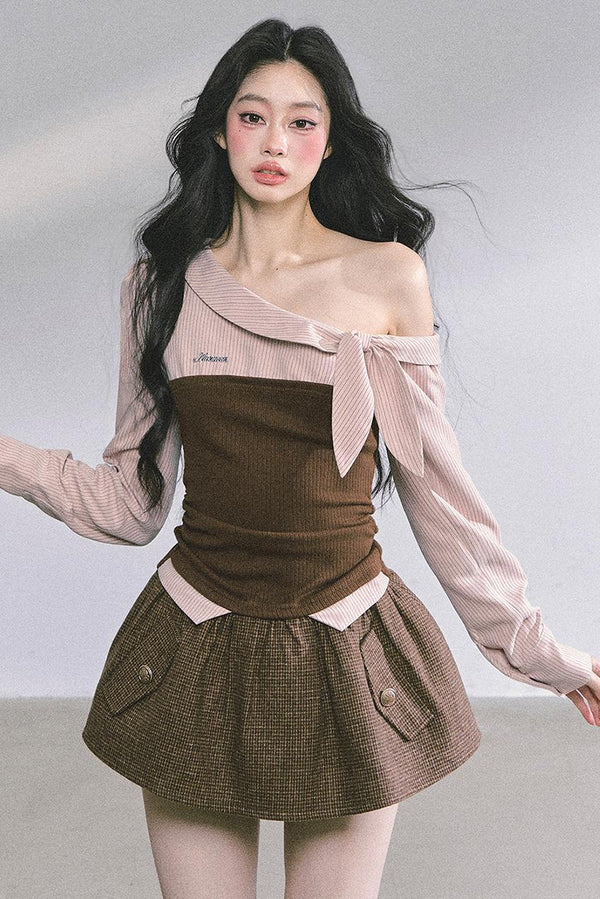 Korean Long-Sleeved Plaid Shirt