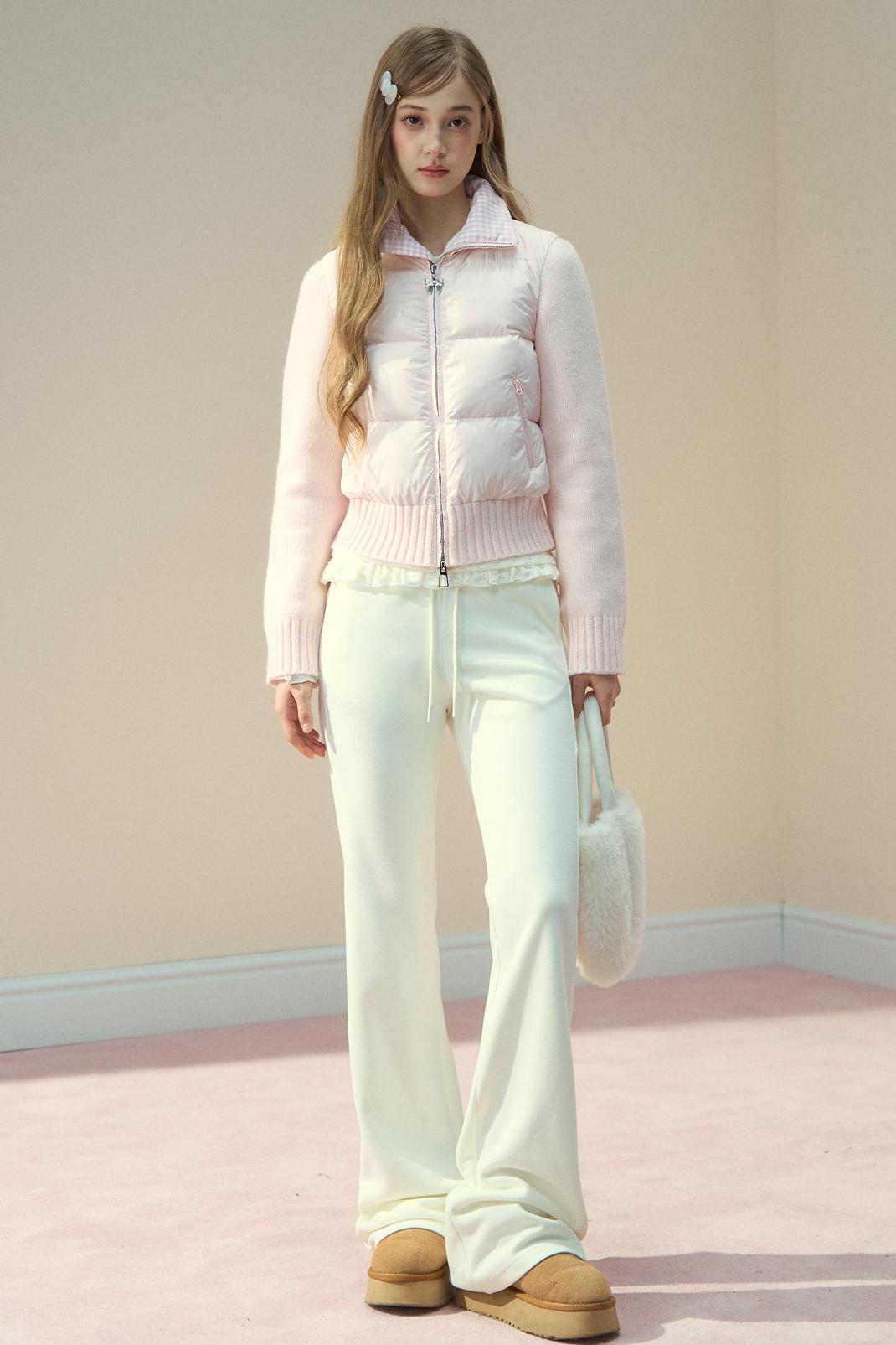 Pink Cloud Knitted Down Jacket