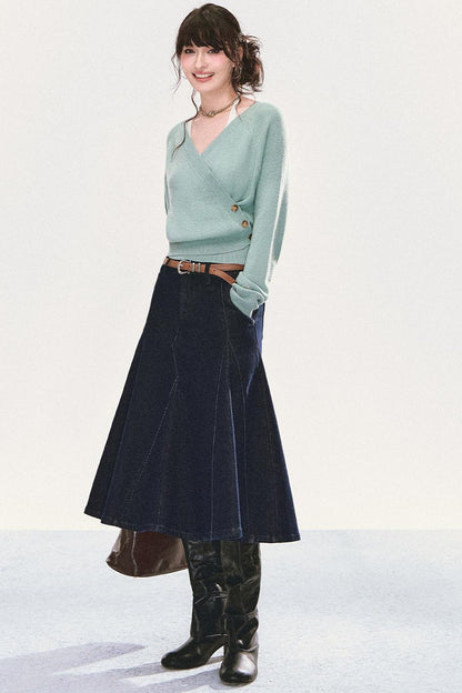 Semi-High Neck Scarf Top Set-Up