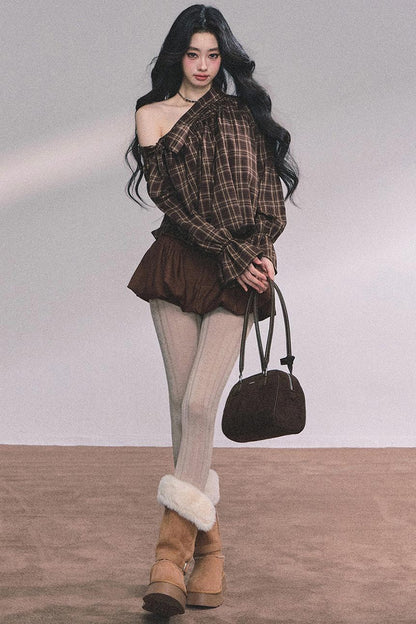 French Bow Plaid Shirt