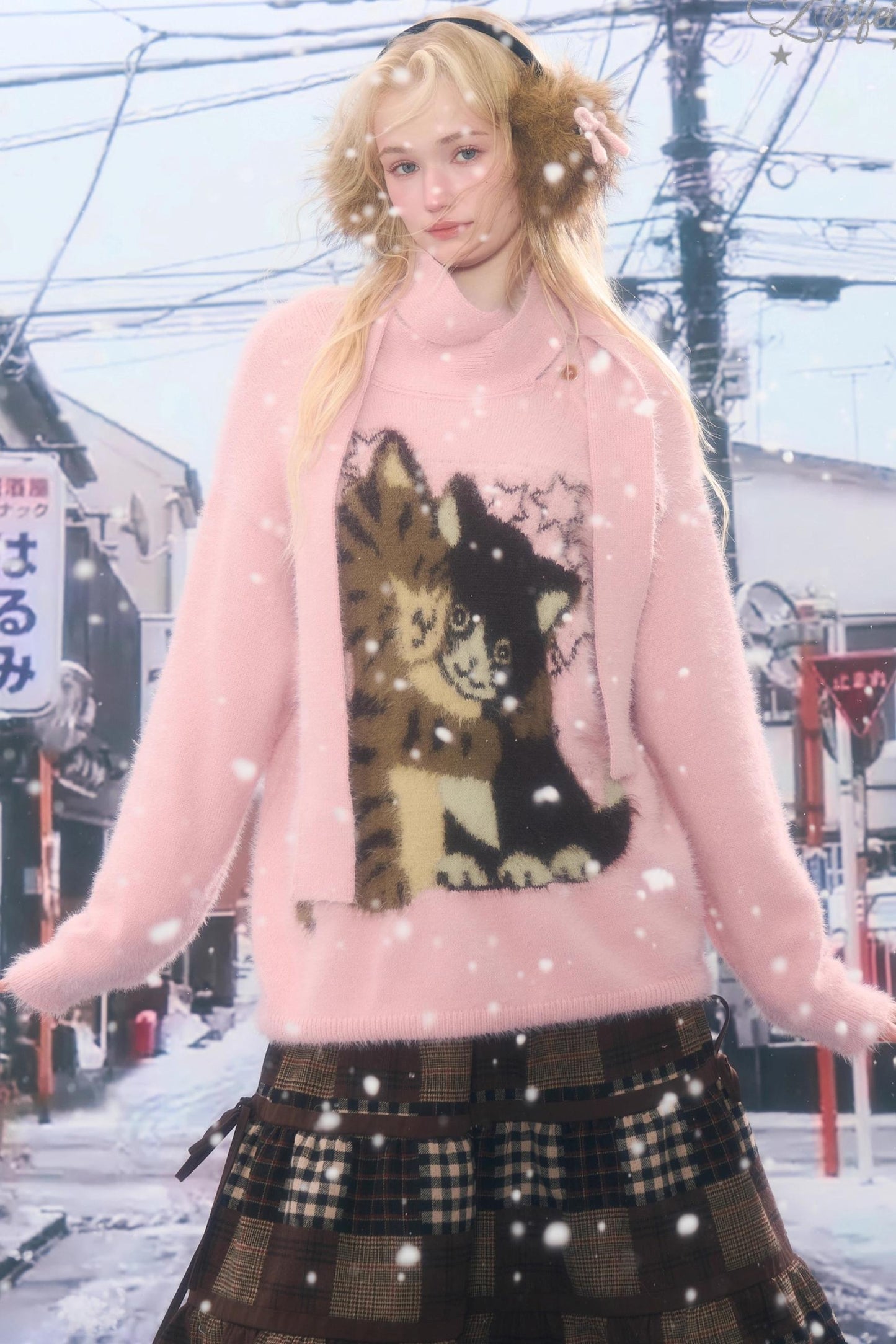 Retro Cat Pattern Sweater