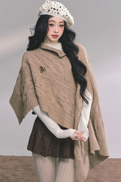 Twist Gray Knit Sweater Cloak