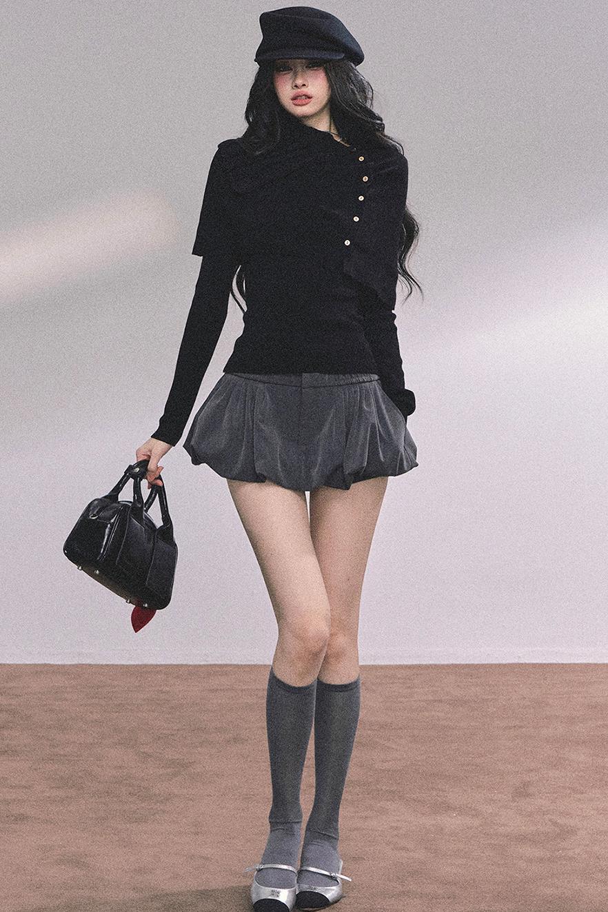 Korean Knit T-Shirt Shawl Set