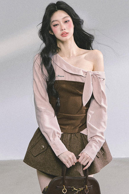 Korean Long-Sleeved Plaid Shirt