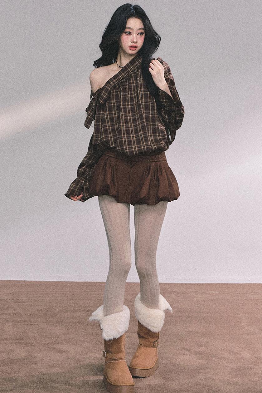 French Bow Plaid Shirt