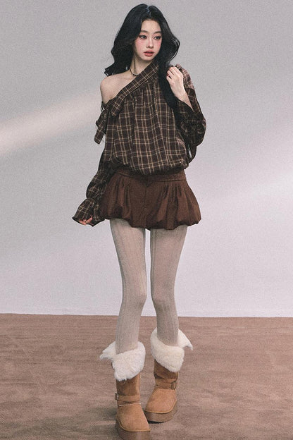 French Bow Plaid Shirt