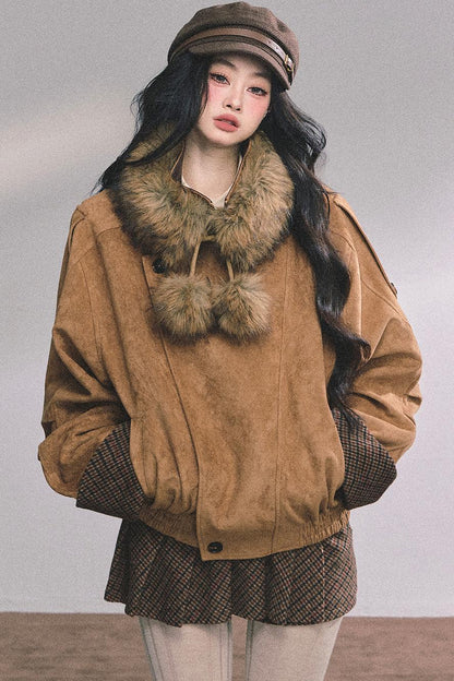 Hazelnut Velvet Jacket Skirt Set-Up