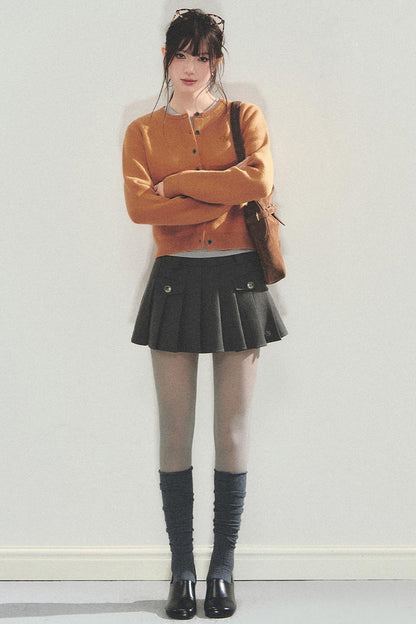 High Retro Pleated Skirt