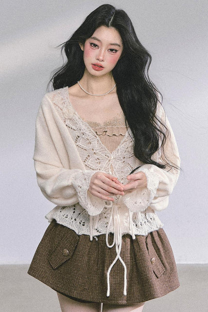 French Knitted Cardigan Sweater Jacket Set-Up