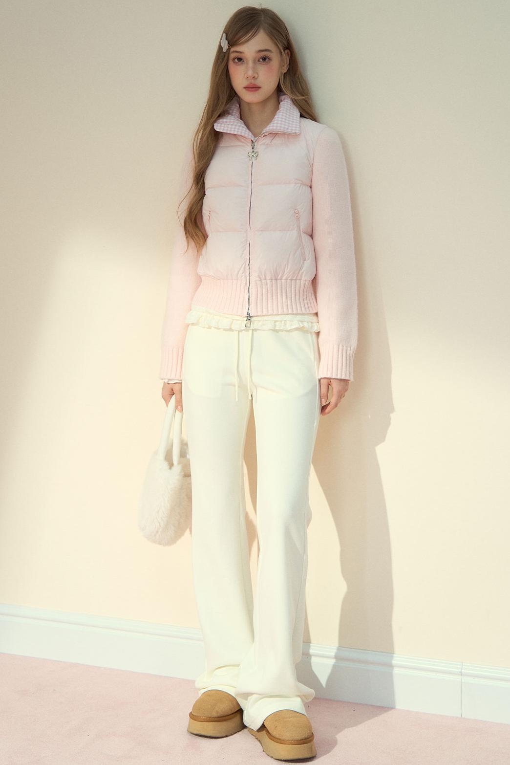 Pink Cloud Knitted Down Jacket