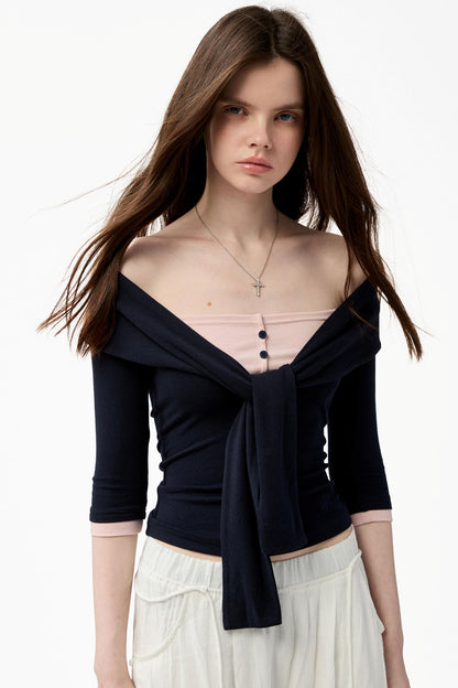 French Knot Color Block Knit Top