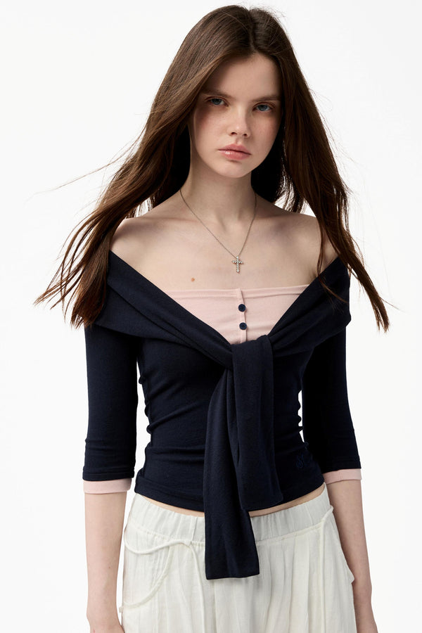 French Knot Color Block Knit Top