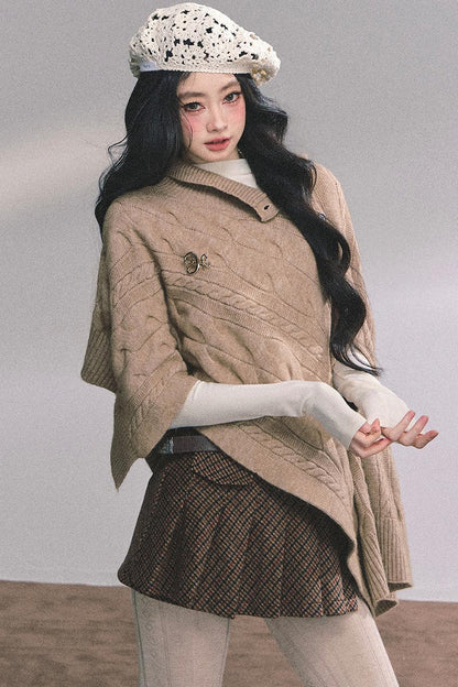 Twist Gray Knit Sweater Cloak