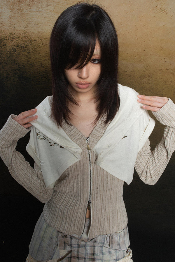 Punk Rhinestone Wings Hooded Top