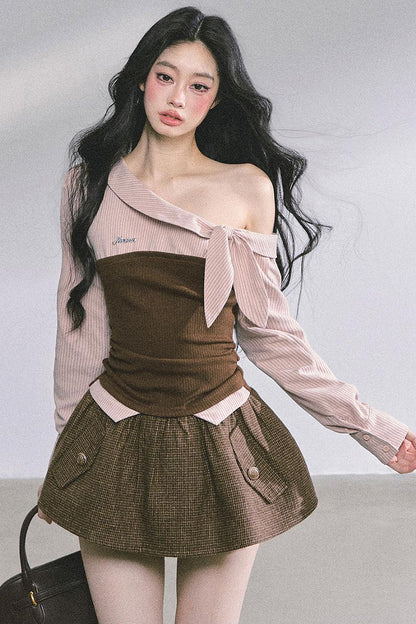 Korean Long-Sleeved Plaid Shirt