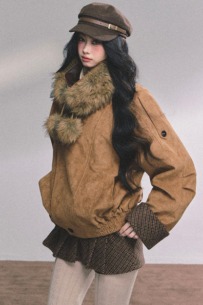 Hazelnut Velvet Jacket Skirt Set-Up