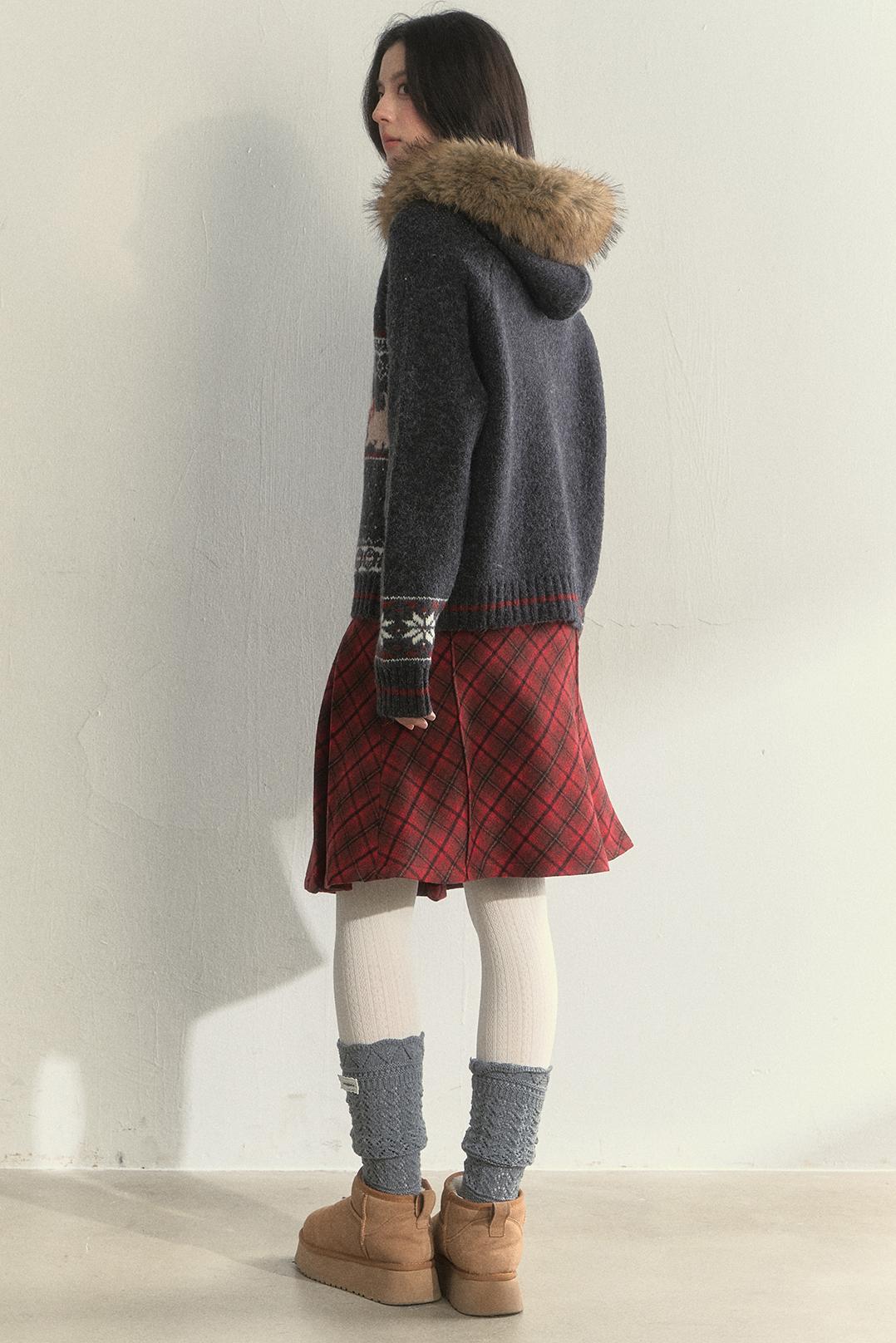 Dark Gray Fair Isle Knitted Jacket Set-Up