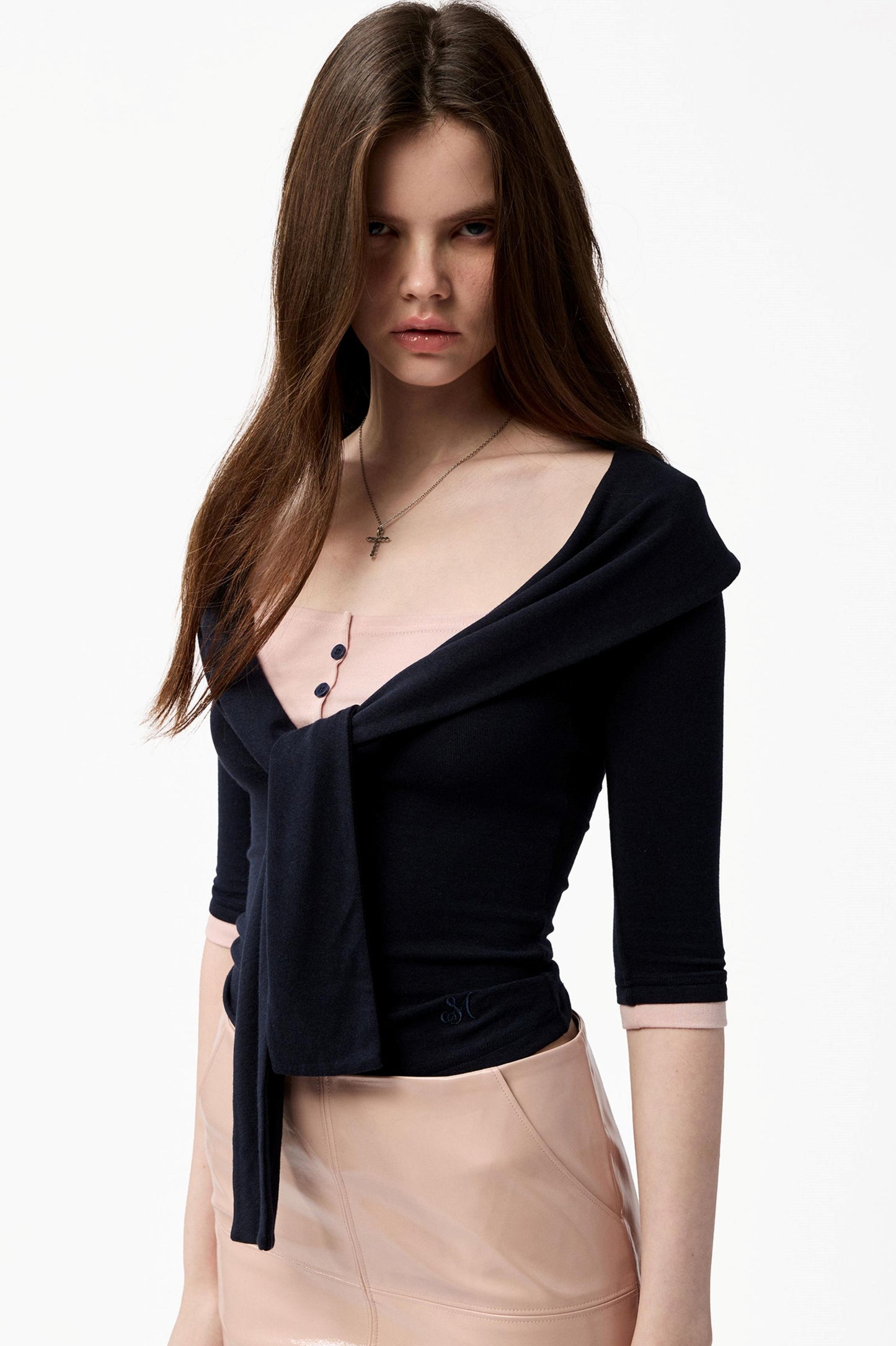 French Knot Color Block Knit Top