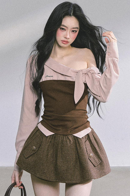 Korean Long-Sleeved Plaid Shirt