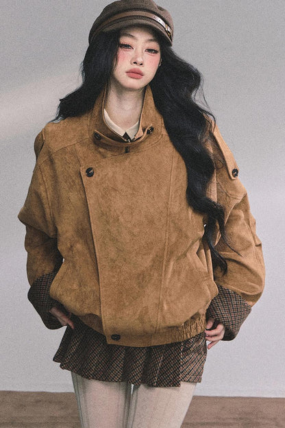 Hazelnut Velvet Jacket Skirt Set-Up