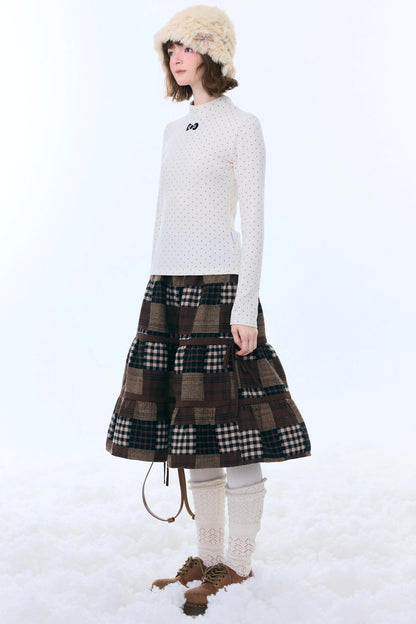 Dark Brown Plaid Skirt