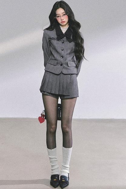 French Pleated Short Skirt Set-Up