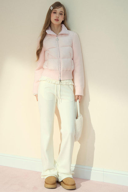Pink Cloud Knitted Down Jacket
